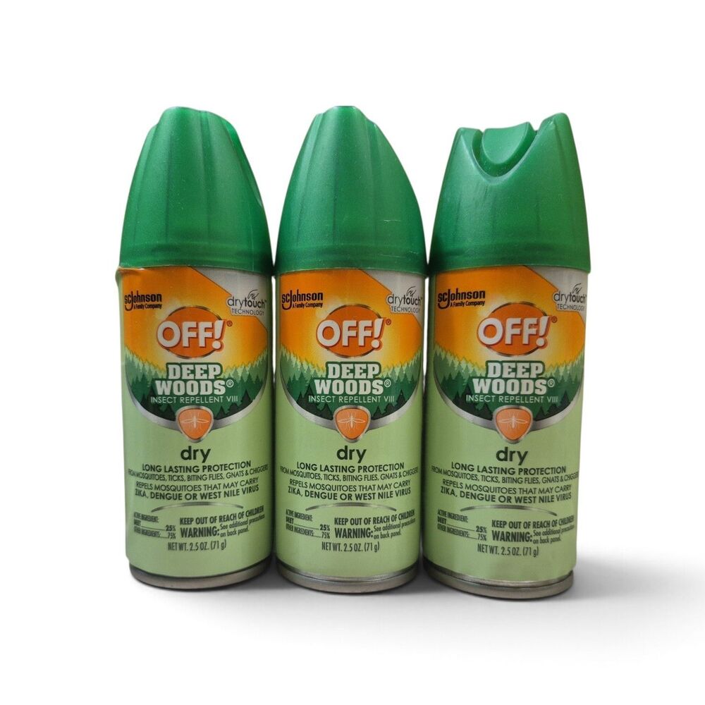 Off! Deep Woods Dry Insect Repellent 2.5oz Travel Size Bug Spray Lot of 3 cans